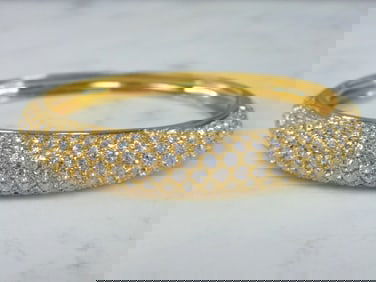 Womens Vintage Estate 18k Yellow Gold CZ Bracelet