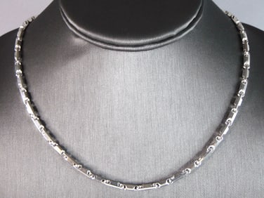 Mens Vintage Estate Sterling Silver Modernist Necklace