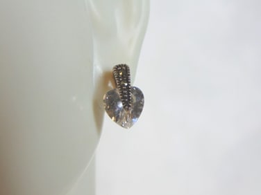 Womens Vintage Estate Sterling Silver CZ Earrings