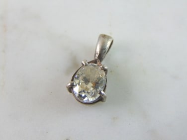 Womens Vintage Estate Sterling Silver CZ Pendant