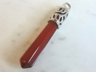 Womens Sterling Silver Carnelian Colored Pendant