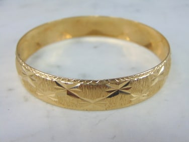 Womens Vintage Estate 14k Yellow Gold Bangle Bracelet