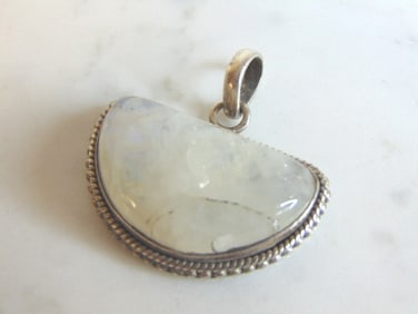Womens Vintage Estate Sterling Silver Quartz Pendant