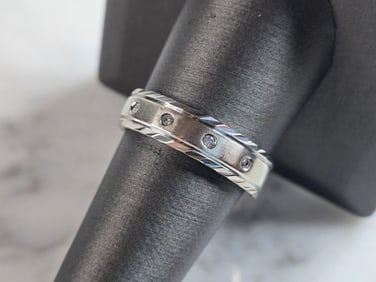 Mens Vintage Estate 10k White Gold Diamond Ring
