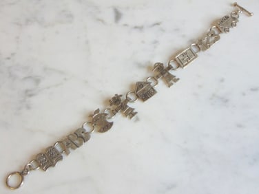 Womens Vintage Estate Sterling Silver School Bracelet