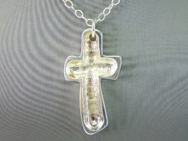 Womens Vintage Estate Fine Silver Cross Necklace