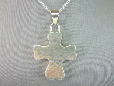 Womens Vintage Estate Sterling Silver Cross Necklace