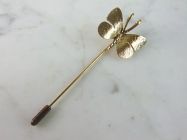 Womens Vintage Gold Tone Sterling Silver Butterfly Pin