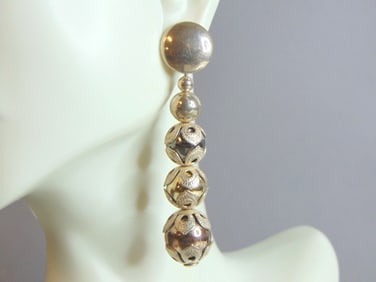 Womens Vintage Estate Sterling Silver Dangle Earrings