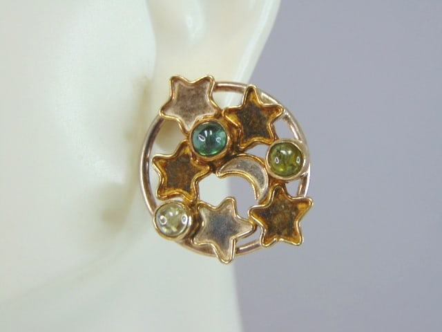 Womens Vintage Estate Sterling Silver Stars Earrings (1 of 3)