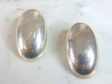 Womens Vintage Estate Sterling Silver Clip On Earrings