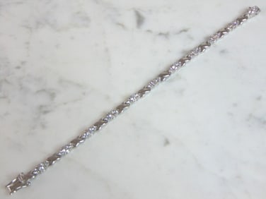 Womens Vintage Estate Sterling Silver CZ Bracelet