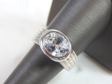 Womens Vintage Estate Sterling Silver CZ Ring