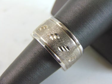 Mens Vintage Estate 14K White Gold Wedding Band Ring