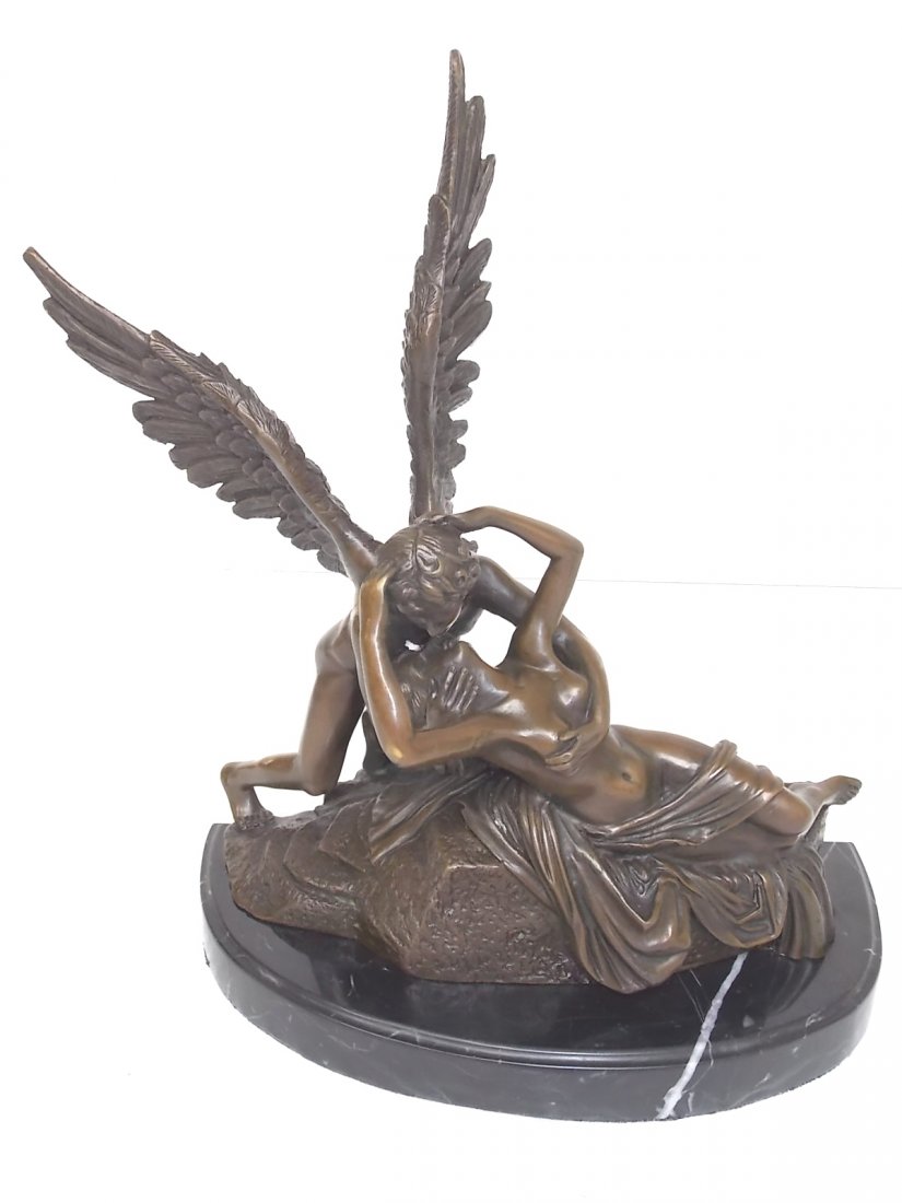 BRONZE "NUDE KISS OF AN ANGEL" STATUE: BRONZE "NUDE KISS OF AN ANGEL" STATUE. STATUE MEASURES 14 1/4" TALL BY 14 1/2" LONG BY 5 3/4" WIDE. SHIPPING IS $45 WITHIN THE CONTINENTAL US. ALL OTHER STATES AND COUNTRIES PLEASE CONTACT FOR SHIPPIN