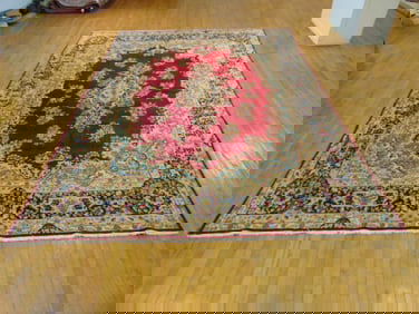 Vintage Estate Semi-Antique Handmade Esphahan Rug