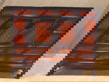 ANTIQUE CHINESE ASIAN DANSU CHEST W/ BRASS BUTTERFLY