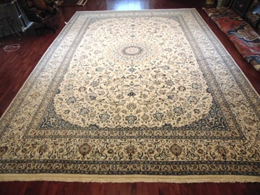 Vintage Estate Semi-Antique Handmade Nain Rug