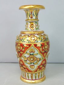 Small Decorative Hand Painted Natural Marble Vase