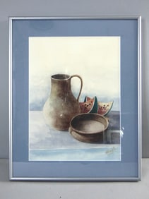 Vintage Artist Signed Framed Still Life Art Print