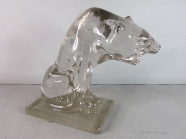 Vintage Decorative Signed Steuben Crystal Lion Figure
