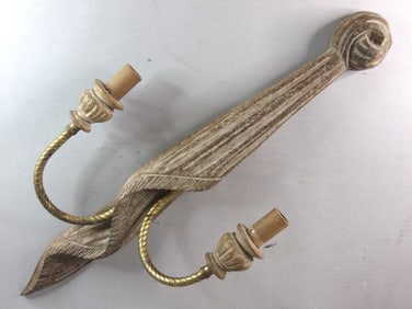 Single Vintage Estate Carved Wood Light Sconce