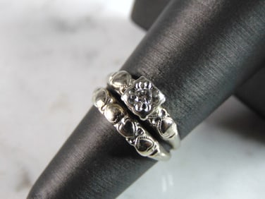 Womens Vintage Estate 14K White Gold Diamond Ring