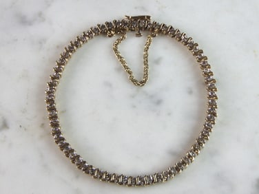 Womens Vintage Estate 14K Yellow Gold Diamond Tennis Bracelet