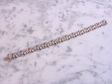 Womens Vintage Estate 14K White Gold Diamond Bracelet