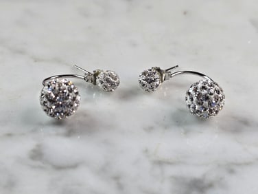 Womens Vintage Estate Sterling Silver Modernist Earrings