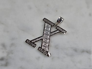 Womens Sterling Silver Initial Letter " X " Pendant