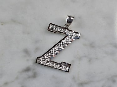Womens Sterling Silver Initial Letter " Z " Pendant