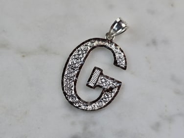 Womens Sterling Silver Initial Letter " G" Pendant