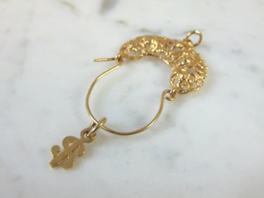 Womens Vintage Estate 14K Yellow Gold Pendant w/ Money Charm