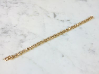 Vintage 14K Gold Diamond Cut Filigree Heart Bracelet