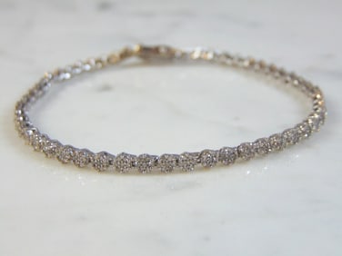 Womens Vintage 14K White Gold Diamond Tennis Bracelet