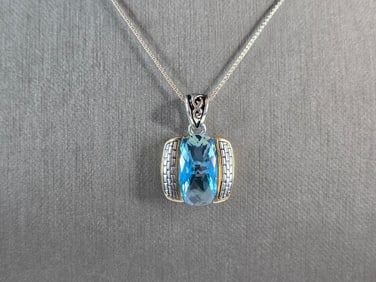 Womens Vintage Estate Sterling Silver Modernist Pendant Necklace