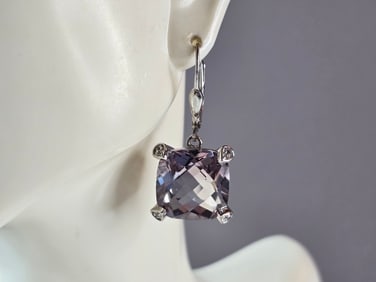 Womens Vintage Estate Sterling Silver CZ Earrings