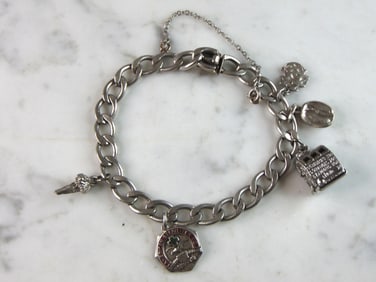 Women's Vintage Estate Sterling Silver Charm Bracelet