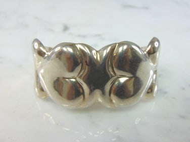 Womens Vintage Sterling Silver Heart Cuff Bracelet