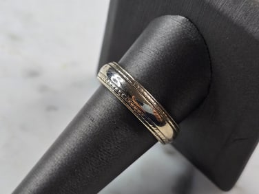 Mens Vintage Estate 14k White Gold Wedding Band Ring