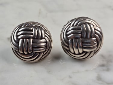 Womens Vintage Estate Sterling Silver Modernist Earrings