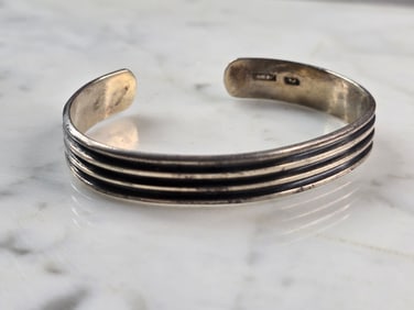 Womens Vintage Sterling Silver Modernist Cuff Bracelet