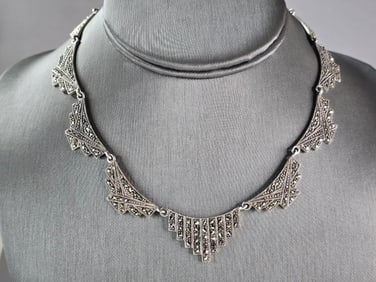 Womens Vintage Estate Sterling Silver Modernist Necklace