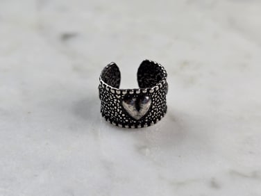 Womens Vintage Estate Sterling Silver Heart Ear Cuff Earring