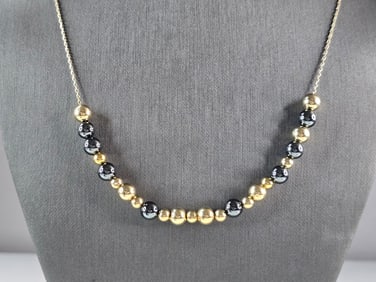 Vintage Estate 14K Yellow Gold Chain Beaded Necklace