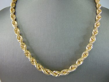 Heavy Vintage Estate 14K Yellow Gold Rope Necklace