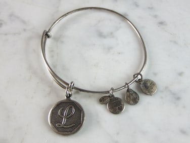 Womens Vintage Estate Alex & Ani "L" Charm Bracelet