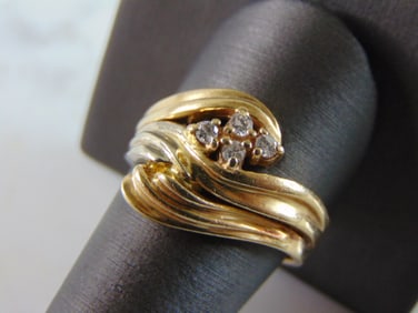 Unique Womens Vintage Estate 14k Gold Diamond Ring