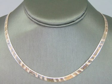 Womens Sterling Silver Italian Herringbone Necklace